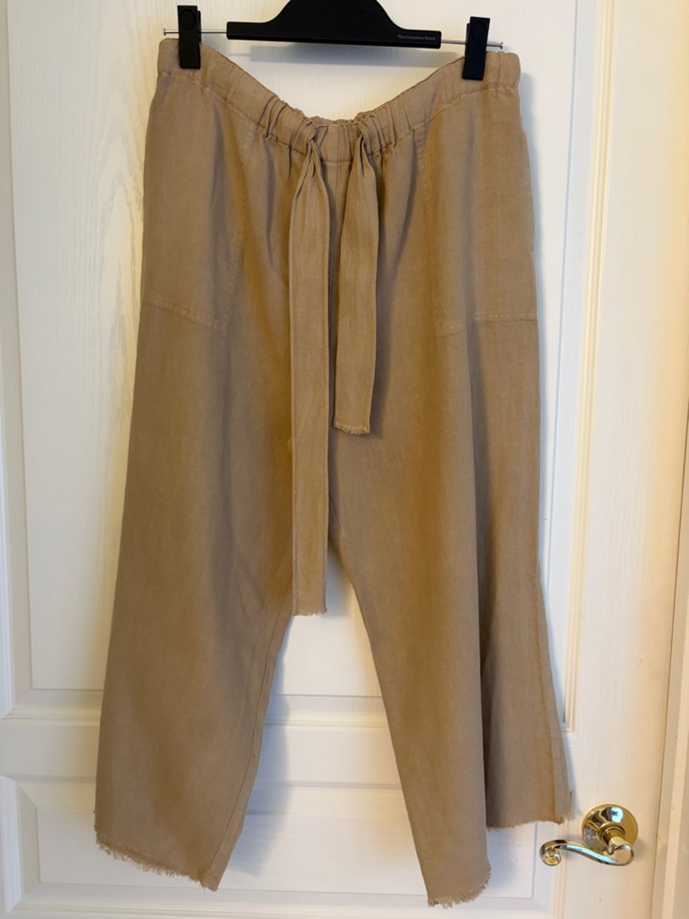 Raquel Allegra Taupe Drawstring Capris